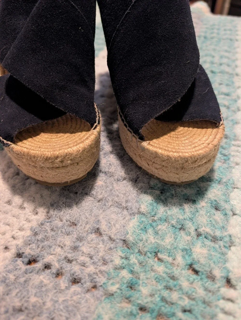Kenneth Cole NY Black Espadrille Wedges ON A Size 8